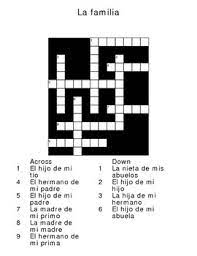 Crossword with the numbers from 1 to 20 in spanish. Spanish Crossword Puzzle Family Worksheets Teaching Resources Tpt