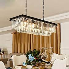 Duet 2 white drum shade crystal pendant chandeliers. Rectangular Modern K9 Crystal Chandeliers Lighting Pendant Ceiling Lights Rectangle Chandelier Lamp Fixture 8 Lights For Dining Room Kitchen L33 5 Inch Amazon Com