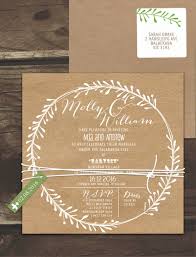 Rustic Leaf Wreath White Ink On Kraft Invitation Online Australia Lilykiss Wedding Invitations Australia Wedding Invitations Australia Wedding Invitations Online Wedding Invitations