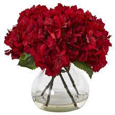 Maybe you would like to learn more about one of these? Nearly Natural Red Hydrangea With Vase Silk Flower Arrangement 1441 The Home Depot