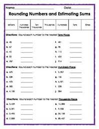 Rounding Numbers And Estimating Sums Math Instruction Elementary Math Math Lessons