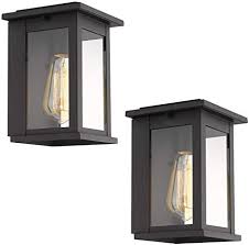 Emliviar 2 Pack Outdoor Wall Sconces Wall Mounted Light Fixture With Clear Glass In Black Fini Wall Mount Light Fixture Wall Mounted Light Outdoor Wall Sconce