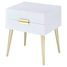 This nightstands bedside tables add golden glint images appears beautiful and appealing. End Table White Gold Acme Furniture Target