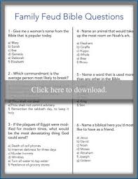 General education lots of families enjoy chilling out with an episode of the game show family feud in the evenings. Fun Family Feud Bible Questions With Printable Lovetoknow