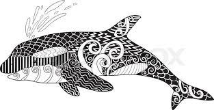 Fantasy sketch of orca killer whale, flat illustration.hand drawn doodle vector outline illustration decorated with. Killer Whale With High Details Adult Stock Vector Colourbox