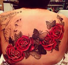 Rose And Butterfly Upper Back Tat Body Tattoo Design Flower Cover Up Tattoos Cover Up Tattoos For Women