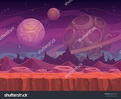 Alien Fantastic Landscape Seamless Space Background Separated Layers For Game Design Space Backgrounds Game Design Game Background