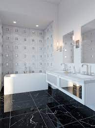 Msi carrara white hexagon 12 in. Tonya Comer Boulevard White Carrara 16 X 16 Marble Tile With Beveled Antique Mirror Insert White Marble Bathrooms Black Marble Bathroom Marble Bathroom Floor