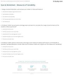 Quiz Worksheet Measures Of Variability Study Com