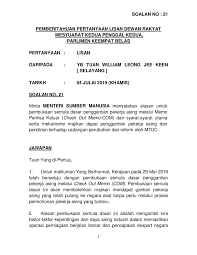 Borang format tinggal lebih masa (format a). Par14p2m2 Soalan Lisan 21 Pdf Parliamentary Documents