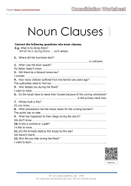 Nouns are subjects or objects. Noun Clauses Consolidation Worksheet 1 Photocopiables