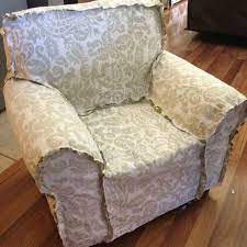 These chair slipcovers are so easy to make and are perfect for older chairs that need a facelift. Slip Cover Pinned Slipcovers For Chairs Furniture Upholstery Reupholster Furniture