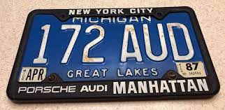 Porsche Audi Nyc Manhattan Metal Dealer License Plate Frame W Mi Plate 172 Aud Porsche Audi Great Lakes