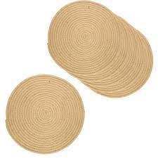 Détails ∙ lot de 4 sets de table ronds naturels ∙ animés par un rond central coloré ∙ diamètre 34 cm. Set De Table En Jute Naturelle Et Teintee Aubry Gaspard Jardindeco