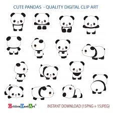 Black And White Cute Baby Panda Drawing Cute Pandas Clip Art Panda Clip Art Panda Clipart Cute Etsy In 2020 Cute Panda Panda Drawing Kawaii Panda