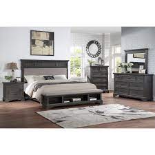 65w x 17d x 42h. Frankfurt Furniture Prescott 4 Piece King Storage Bedroom Set In Gray Oak Nebraska Furniture Mart