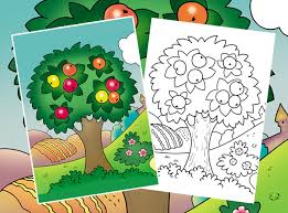 Funny apple tree coloring page. Apple Tree Coloring Page Free Printable Buylapbook