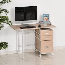 .table with wheels can be used as a laptop tab. Homcom Foldable Spacious Computer Desk Executive Study Desk Student Table With 3 Drawers Wheels Workstation Home Office Folding On W Aosom Canada