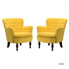 Find the best living room accent chairs at the lowest price from top brands like better homes & gardens, safavieh, madison park & more. Jayden Creation Isabella Yellow Tufted Accent Chair Set Of 2 Hm1126 Yellow S2 The Home Depot