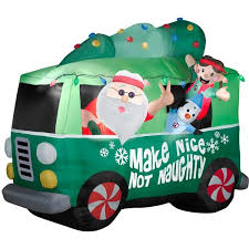 🧵hand made in the uk by the dragons den 🇬🇧. Airblown Santa In Hippie Van Inflatable Christmas Decorations Christmas Inflatables Holiday Inflatables