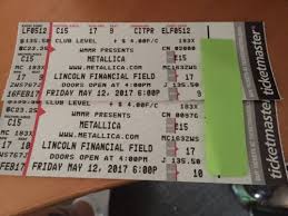 Tickets Metallica 2 Tickets 5 12 Philadelphia Sec C15
