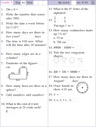Mental Math Grade 3 Day 40 Mental Maths Worksheets Mathematics Worksheets Math Worksheet