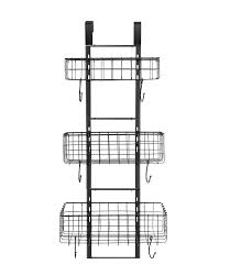 Stainless steel kitchen utensil storage rack organiser lid holder wall mount usa. Kitchen Dining Bathroom Detachable 3 Basket Over The Door Organizer Black Heavy Duty Stainless Steel Tower Hanging Shelf Door Back Storage Organizer Rack For Kitchen Storage Organization