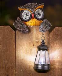 Owl Bird Bath With Solar Light Solar Owl Lantern Hang Over Fence Garden Decor Solar Lights Solar Lanterns Yard Decor