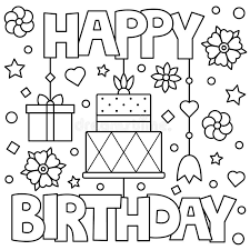 Check out our collection of happy birthday grandpa coloring page below. Happy Birthday Coloring Page Vector Illustration Stock Vector Illustration Of Drawing Design 110557637