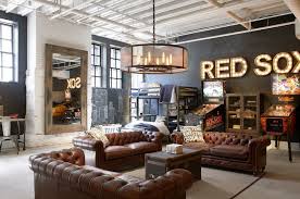 All our products have been developed ourselves. Wonderful Restoration Hardware Chandelier Brown Leather Sofa Box Coffee Table Gray Bunk Bed Gray Window Frame Game Room Furniture Game Room Design Red Sox Room