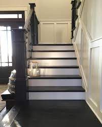 Modern Farmhouse Painted And Stained Stairs With Brass Lantern Farmhouse Redefined Farmhouseredefined On Ins Painted Staircases Stairs Design House Design