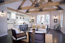 Vaulted Ceiling With Exposed V Shaped Trusses White Ceiling Great Rooms Cape Cod Style House Home
