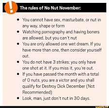 4 The rules of No Nut November: You cannot have sex, masturbate, or nut in  any
