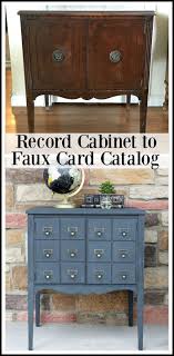 Upcycled Record Cabinet To Faux Card Catalog Girl In The Garage Diy Furniture Record Cabinet Diy Furniture Easy