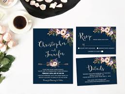 Etsy Shop Navy Wedding Invitation Wedding Invitation Template Boho Wedding Invit Navy Wedding Invitations Succulent Wedding Invitations Wedding Invitations