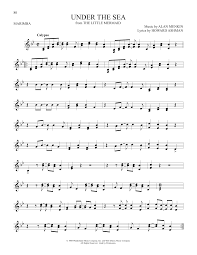 Under The Sea From The Little Mermaid Sheet Music Alan Menken Marimba Solo