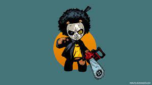 Gangster spongebob or gangsta spongebob refers to a series of fan art that depict cartoon character spongebob squarepants as a gangster. Hd Wallpaper Gangster Teddy Bear Chainsaw Mask Afro Hd Cartoon Comic Wallpaper Flare