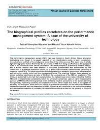 African journal of business management. Pdf African Journal Of Business Management The Biographical Profiles Correlates On The Performance Management System A Case Of The University Of Technology