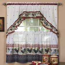 Rooster Kitchen Window Tier And Swag Set Kitchen Curtains Kitchen Curtains And Valances Rooster Kitchen