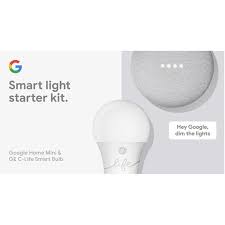 Google Smart Light Starter Kit Google Home Mini And Ge C Life Smart Light Bulb Walmart Com Smart Light Bulbs Google Home Mini Smart Lighting