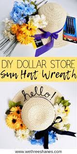 Put a smile on visitor's faces by making your own today! Diy Dollar Tree Sun Hat Wreath We Three Shanes