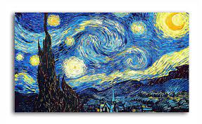 1.mark the midpoints of the right and left hooks on the wall by pencil, determine the place of the traceless nails. Tamatina Modern Art Canvas Painting The Starry Night Vincent Van Gogh Unframed Painting For Home Decor Size 28x16 Inches M26 Amazon In Home Kitchen
