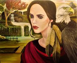 Abstracted, textured oil painting, titled The Fisher King. 61 x 50 cms