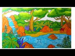 For more information and source,. Sketsa Lukisan Pemandangan Air Terjun Yang Mudah Cikimm Com