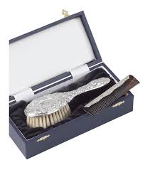 Hallmarked silver disc for engraving. Sterling Silver Baby Brush And Comb Set