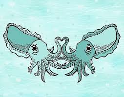 Cuttle Fish Necklace Tentacles Heart Pink Blue Black Let S Cuttle Sea Life Art Life Art Original Ink Drawing