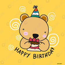 Sin embargo ella de manera entusiasta sopló las velas de su pastel de plátanos, aplaudiendo al ritmo del cumpleaños feliz. Lindo Oso Con Pastel Feliz Cumpleanos Dibujos Animados Vector Vector De Stock Crushpixel