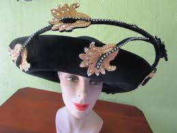 Jack Mcconnell Wired Black Breton Hat Red Feather Vintage Etsy Breton Hat Beautiful Hats Red Feather