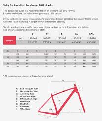 mountain bike frame size chart specialized foxytoon co