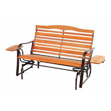 Living Accents Wood Double Glider With Trays Gliders Swings Ace Hardware Wicker Patio Furniture Sets Patio Rocking Chairs Comfortable Patio Furniture